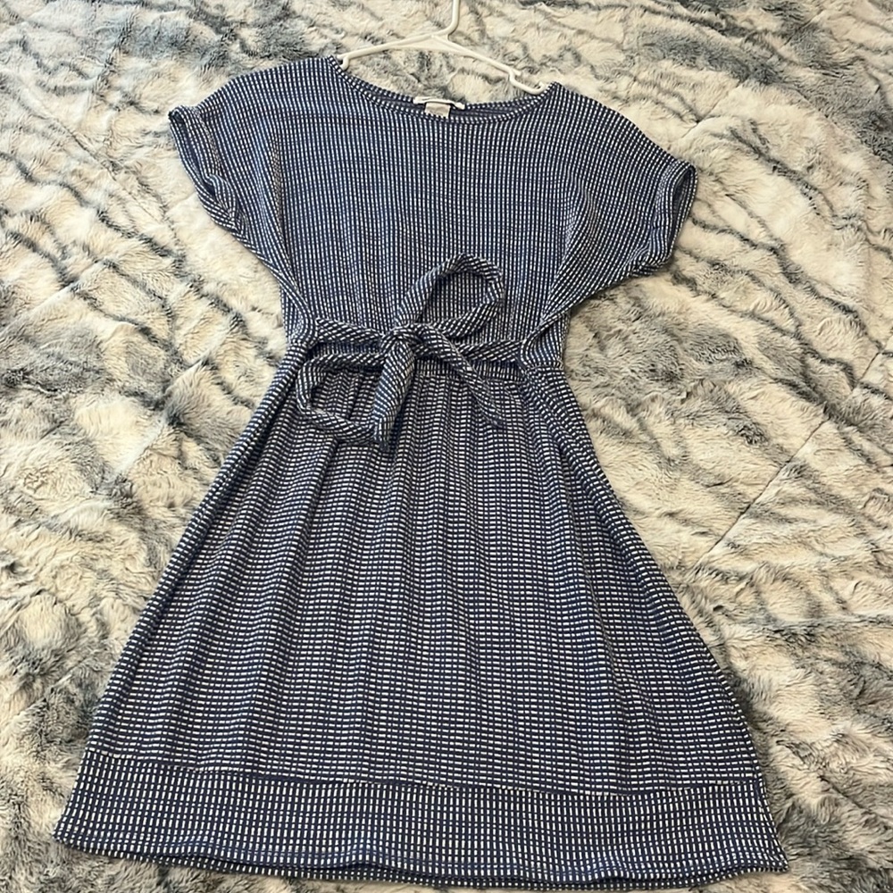 Blue and white tie dress